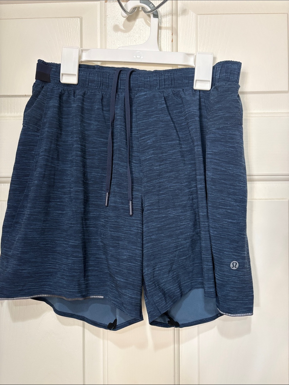 lululemon athletica Men's Heathered Navy Blue Athletic Shorts